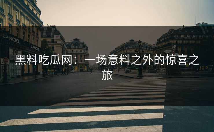 黑料吃瓜网：一场意料之外的惊喜之旅  第1张