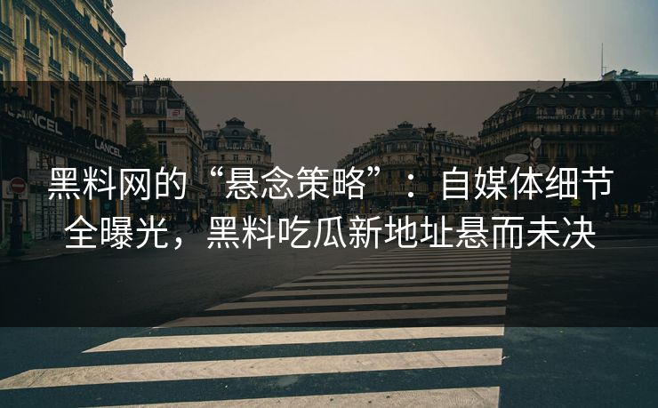 黑料网的“悬念策略”：自媒体细节全曝光，黑料吃瓜新地址悬而未决  第1张
