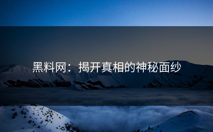 黑料网：揭开真相的神秘面纱  第1张
